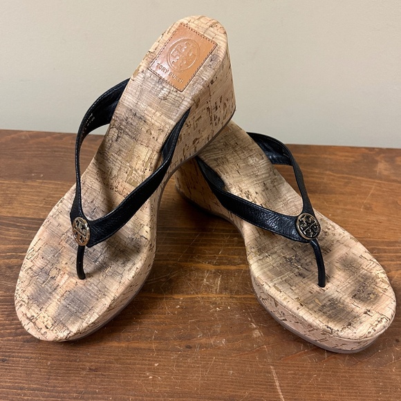 Tory Burch Suzy Cork Wedge Platform Sandals Size 9.5 - Picture 1 of 8